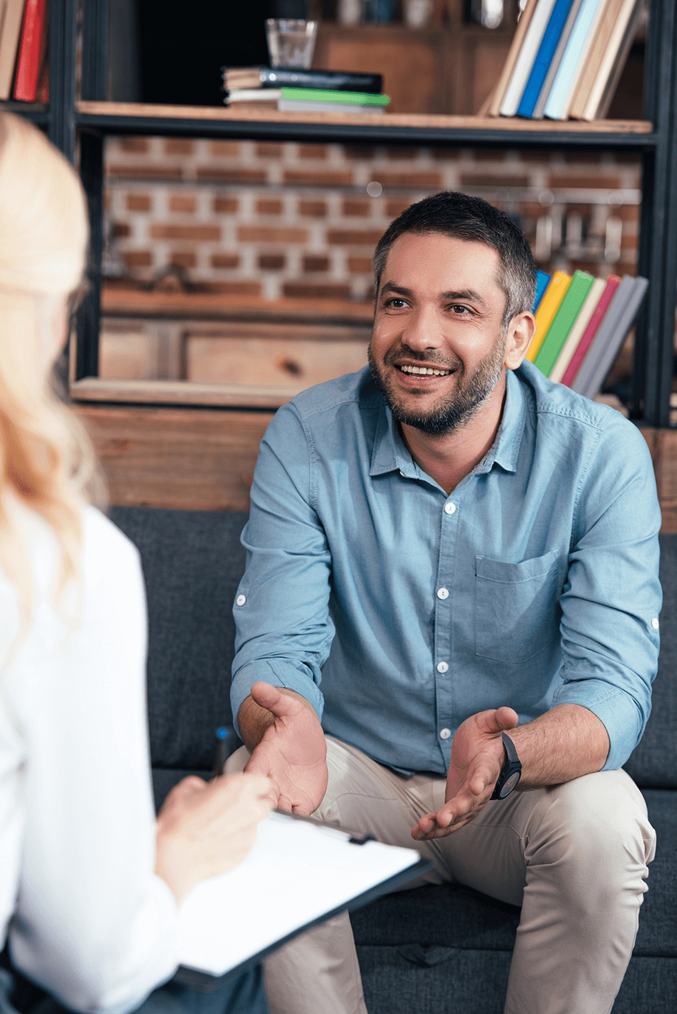 Man in an EMDR therapy session