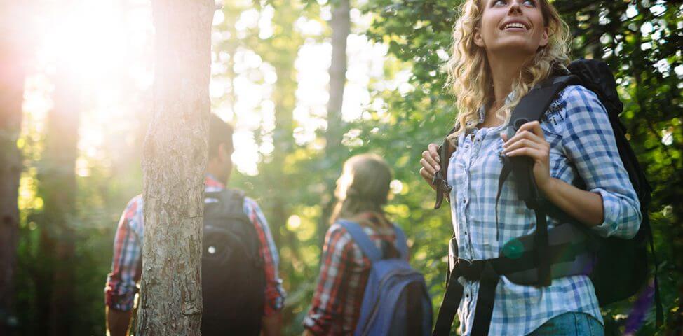 Backpackers in the woods.