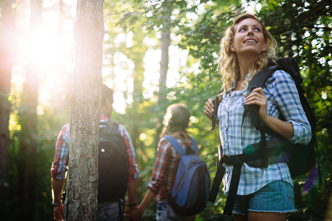 Backpackers in the woods.